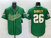 Men's Philadelphia Eagles #26 Saquon Barkley Green Gold Cool Base Baseball Stitched Jersey,baseball caps,new era cap wholesale,wholesale hats